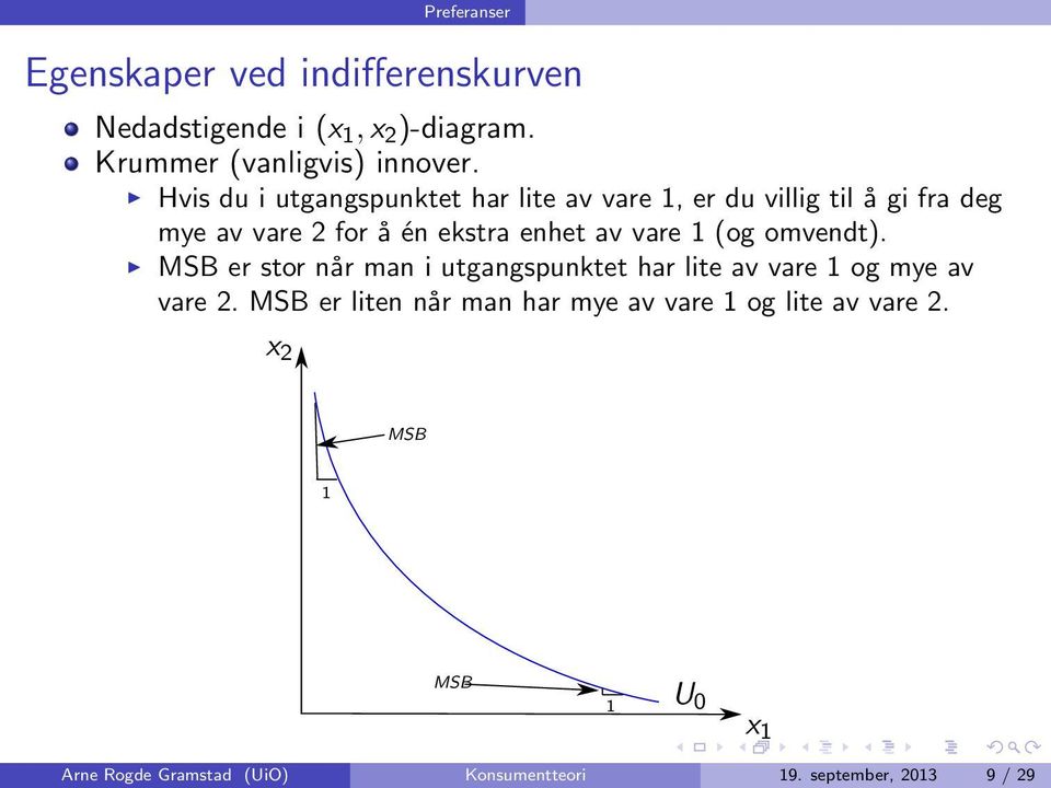 vare 1 (og omvendt). MSB er stor når man i utgangspunktet har lite av vare 1 og mye av vare 2.