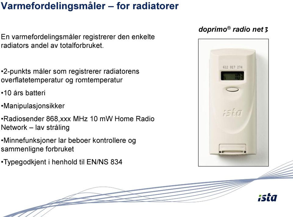 doprimo radio net 3 2-punkts måler som registrerer radiatorens overflatetemperatur og romtemperatur 10