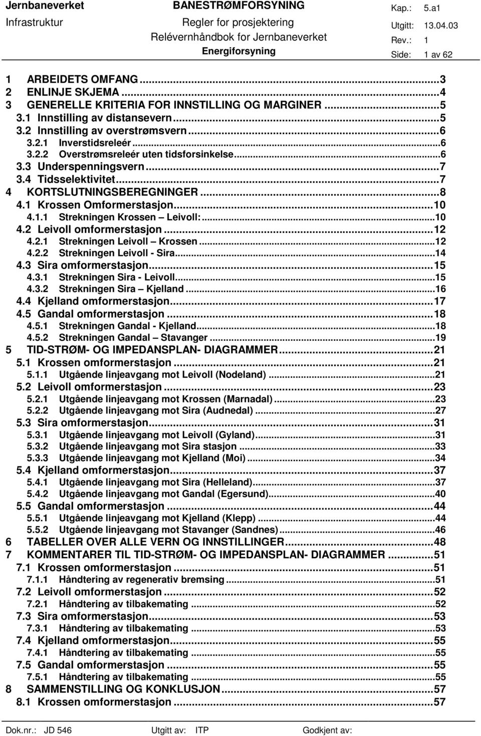 ..7 4 KORTSUTNINGSBEREGNINGER...8 4.1 Krossen Omformerstasjon...1 4.1.1 Strekningen Krossen eivoll:...1 4. eivoll omformerstasjon...1 4..1 Strekningen eivoll Krossen...1 4.. Strekningen eivoll - Sira.