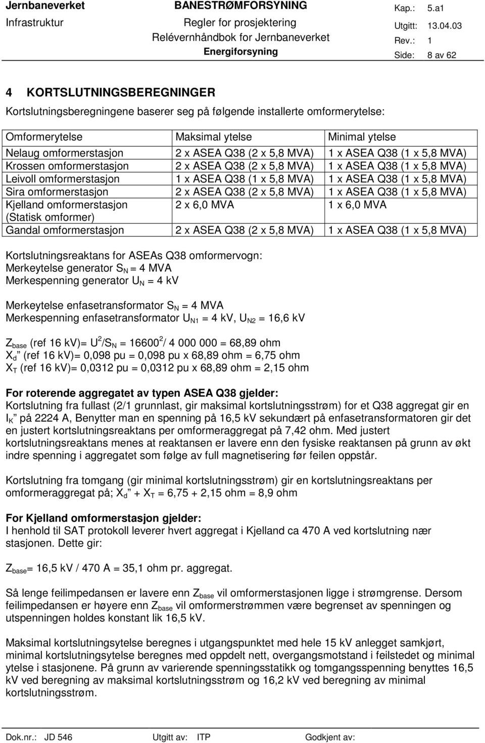 omformerstasjon x ASEA Q38 ( x 5,8 MVA) 1 x ASEA Q38 (1 x 5,8 MVA) Krossen omformerstasjon x ASEA Q38 ( x 5,8 MVA) 1 x ASEA Q38 (1 x 5,8 MVA) eivoll omformerstasjon 1 x ASEA Q38 (1 x 5,8 MVA) 1 x