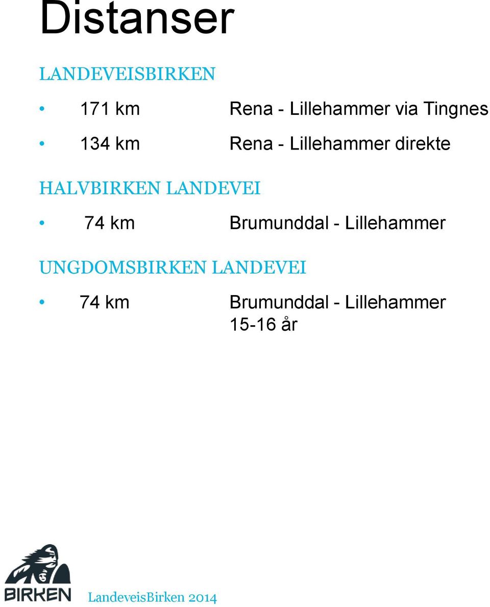 HALVBIRKEN LANDEVEI 74 km Brumunddal - Lillehammer