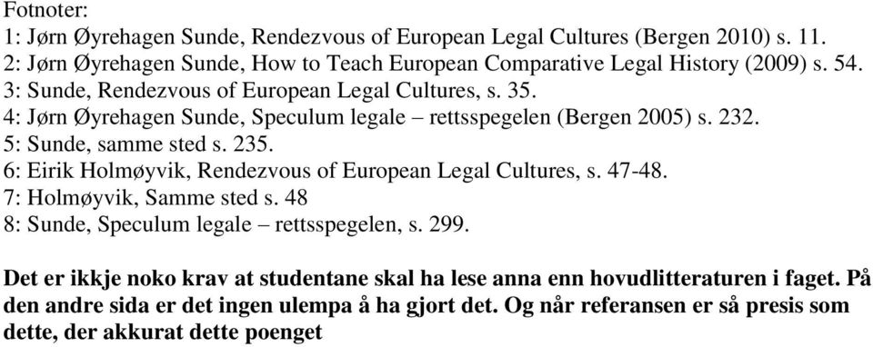 4: Jørn Øyrehagen Sunde, Speculum legale rettsspegelen (Bergen 2005) s. 232. 5: Sunde, samme sted s. 235. 6: Eirik Holmøyvik, Rendezvous of European Legal Cultures, s. 47-48.