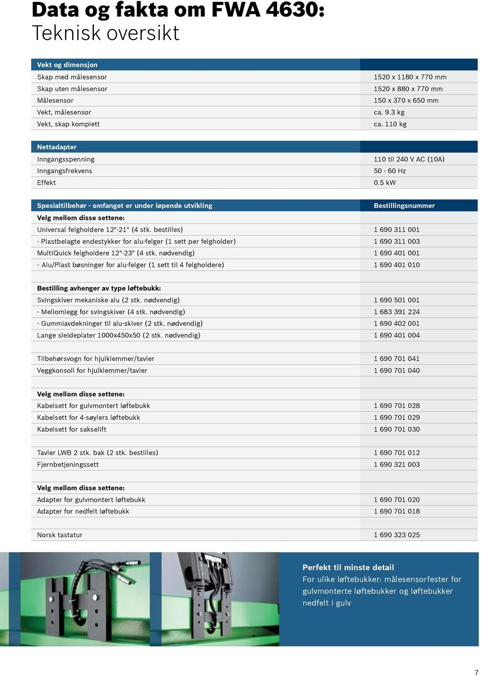 5 kw Spesialtilbehør - omfanget er under løpende utvikling Bestillingsnummer Velg mellom disse settene: Universal felgholdere 12"-21" (4 stk.