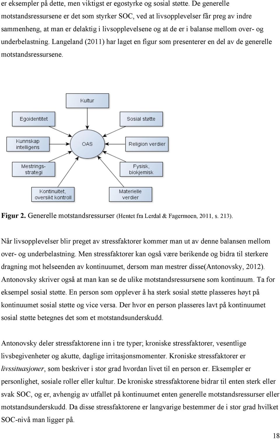 underbelastning. Langeland (2011) har laget en figur som presenterer en del av de generelle motstandsressursene. Figur 2. Generelle motstandsressurser (Hentet fra Lerdal & Fagermoen, 2011, s. 213).
