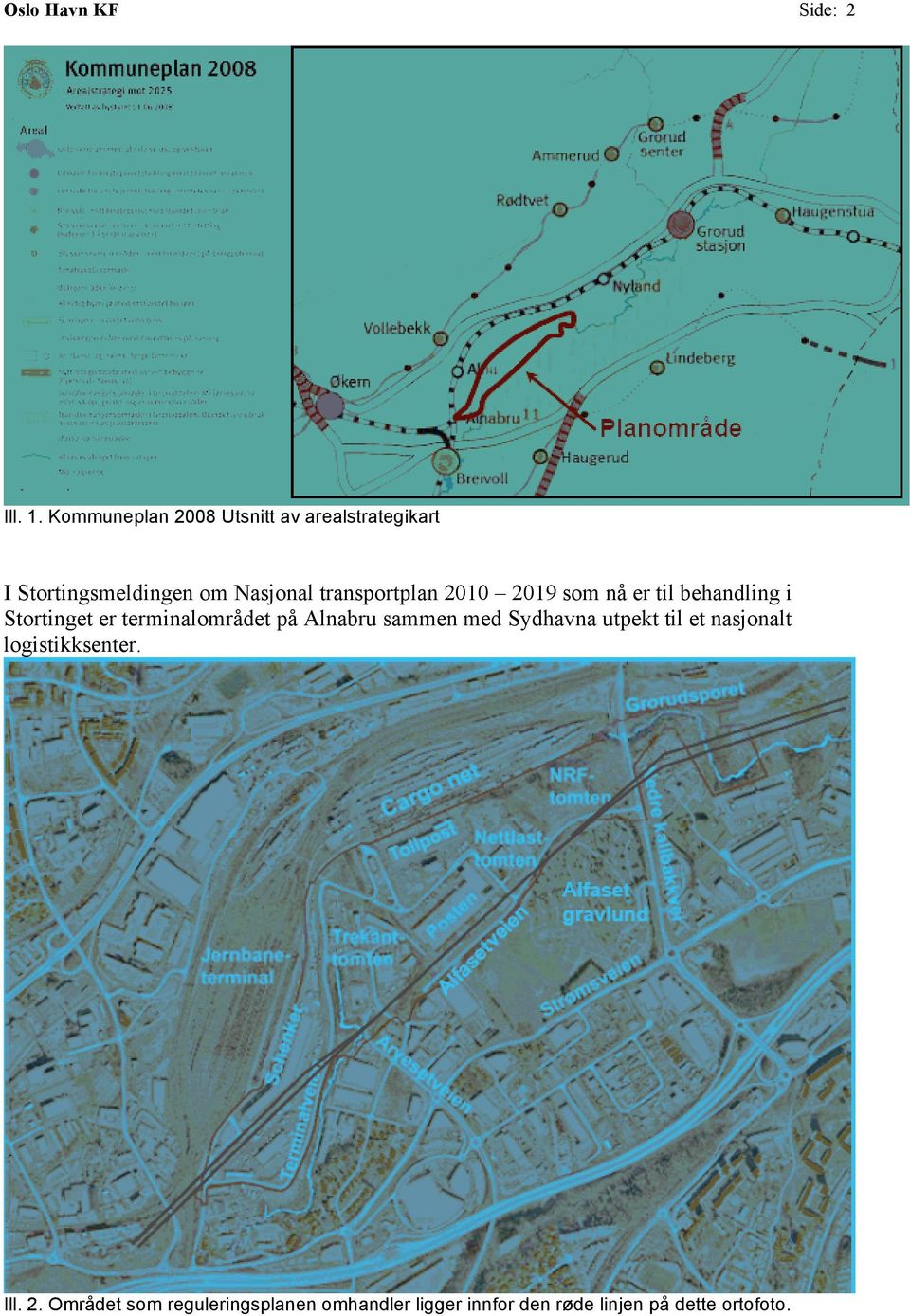 transportplan 2010 2019 som nå er til behandling i Stortinget er terminalområdet på