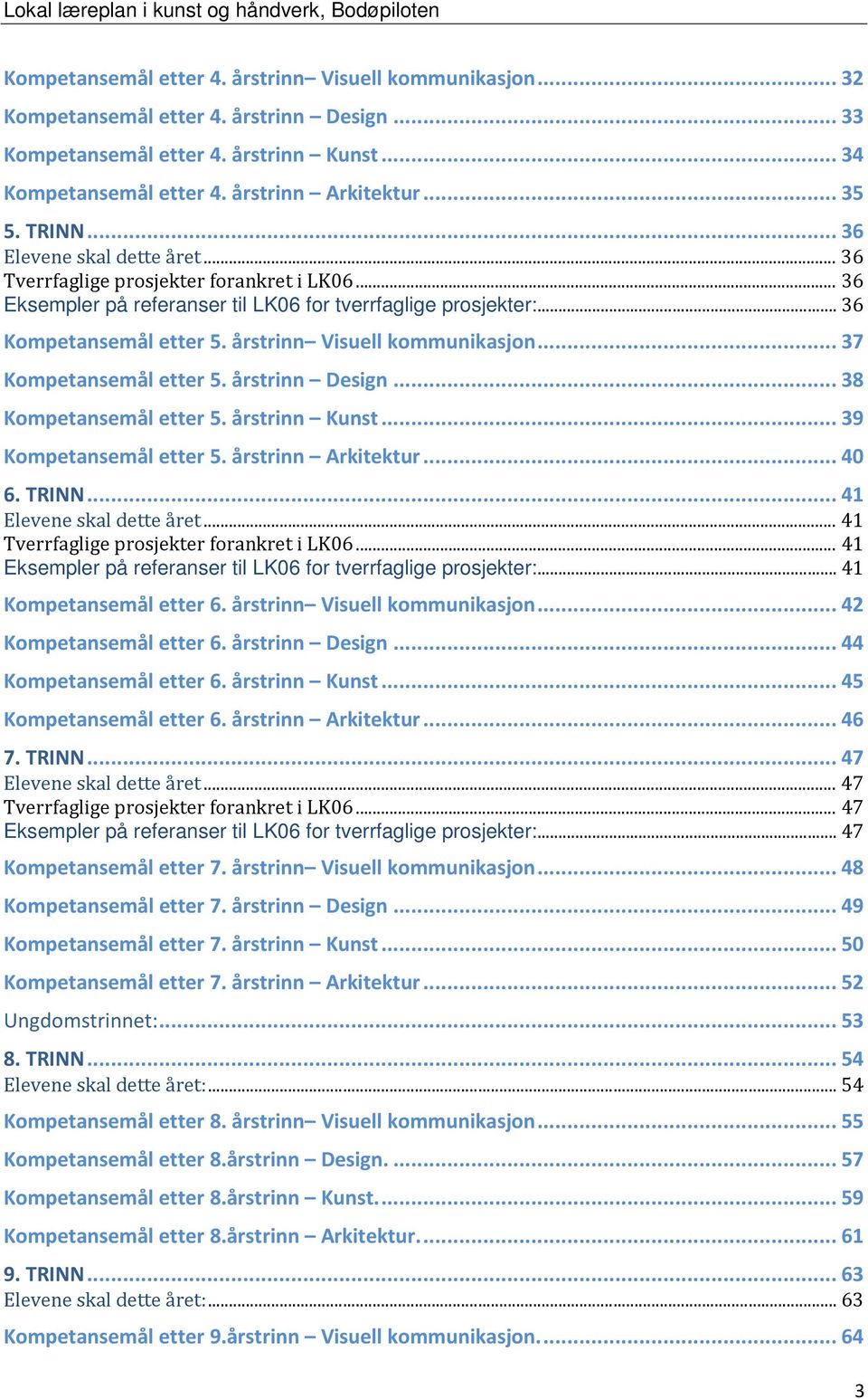 årstrinn Visuell kommunikasjon... 37 Kompetansemål etter 5. årstrinn Design... 38 Kompetansemål etter 5. årstrinn Kunst... 39 Kompetansemål etter 5. årstrinn Arkitektur... 40 6. TRINN.