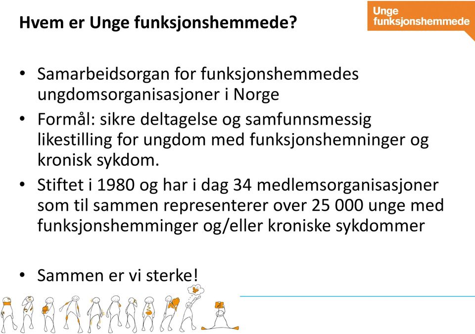 og samfunnsmessig likestilling for ungdom med funksjonshemninger og kronisk sykdom.