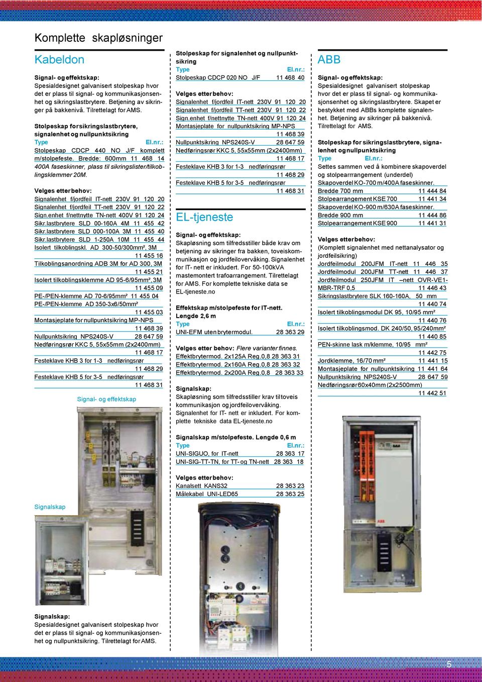 Bredde: 600mm 11 468 14 400A faseskinner, plass til sikringslister/tilkoblingsklemmer 20M. Signalenhet f/jordfeil IT-nett 230V 91 120 20 Signalenhet f/jordfeil TT-nett 230V 91 120 22 Sign.