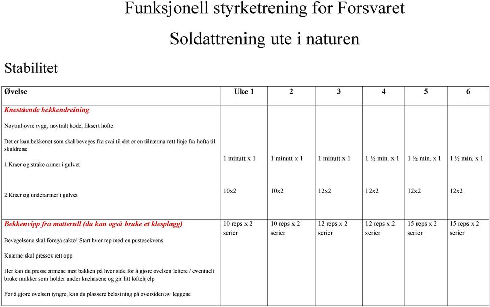 10x2 10x2 Bekkenvipp fra matterull (du kan også bruke et klesplagg) Bevegelsene skal foregå sakte!