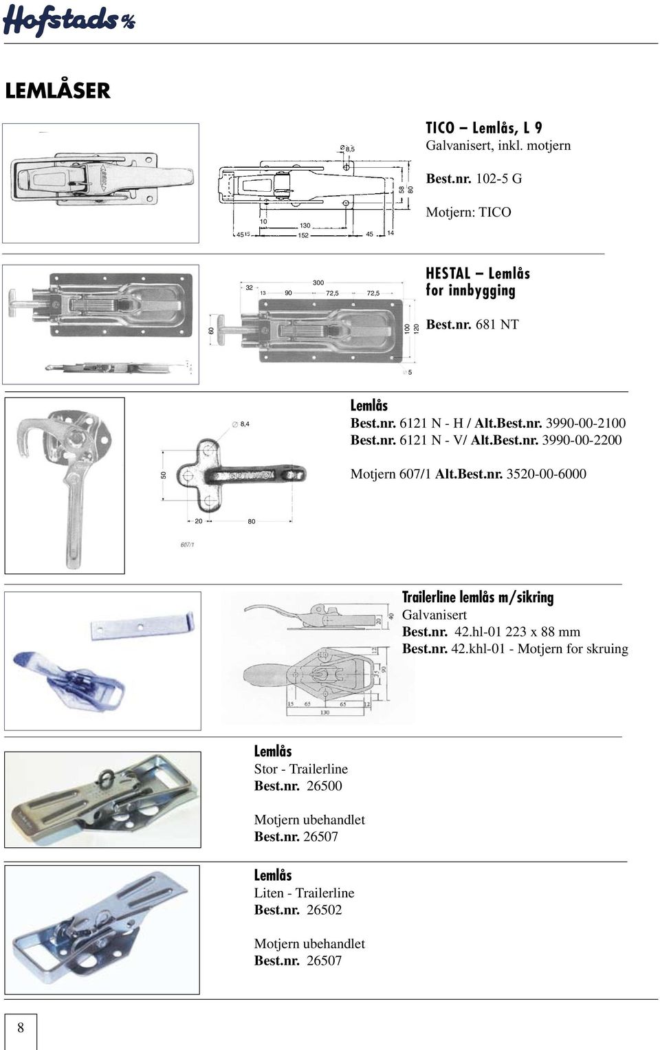 102-5 G 45 10 130 152 45 14 Motjern: TICO 32 13 90 300 72,5 8,4 72,5 HESTAL Lemlås for Lemlås innbygging 50 60 50 33 32 13 UTGÅR 8,4 20 80 20 90 80 300 72,5 100 100 120 120 5 Best.nr.