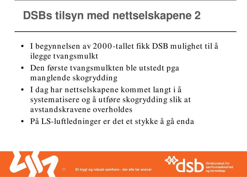 skogrydding I dag har nettselskapene kommet langt i å systematisere og å utføre