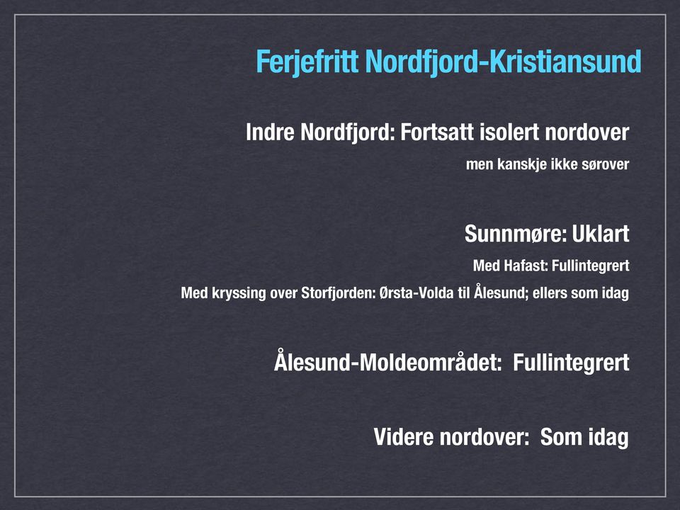 Fullintegrert Med kryssing over Storfjorden: Ørsta-Volda til Ålesund;