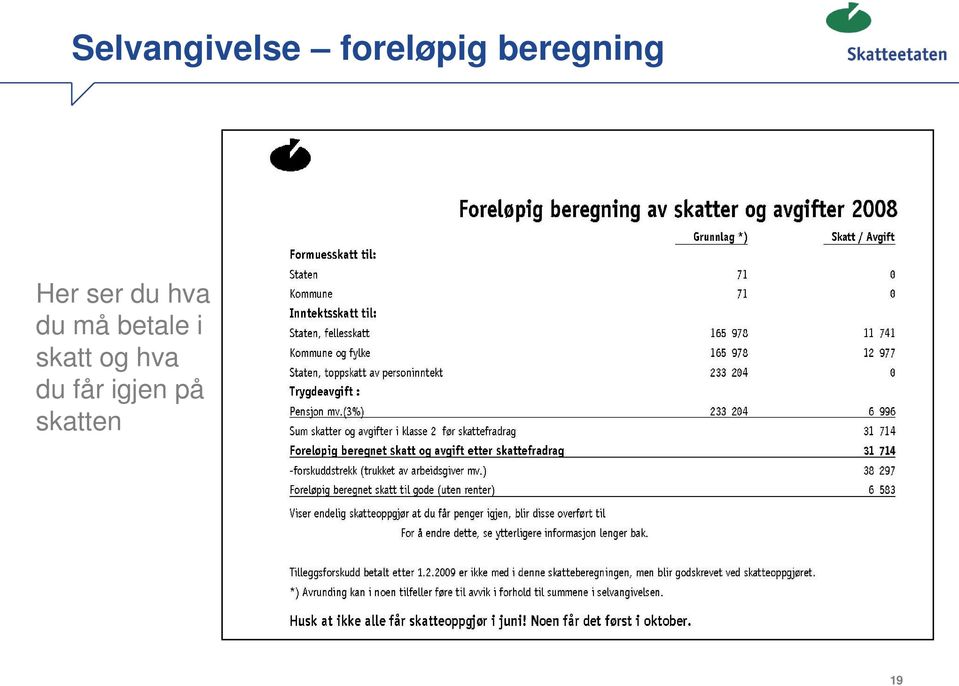 du må betale i skatt og