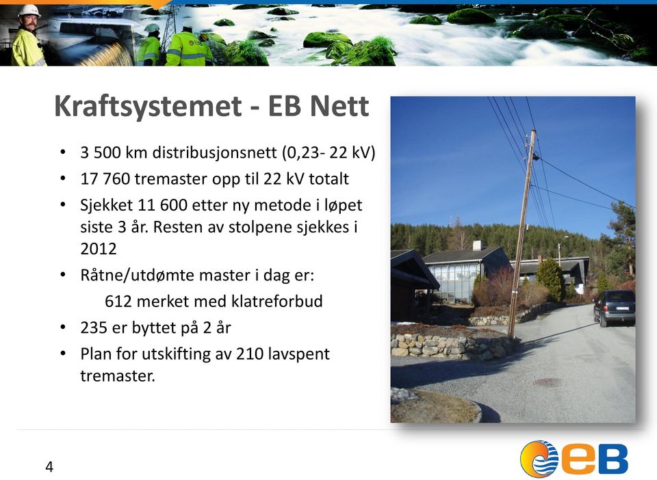 år. Resten av stolpene sjekkes i 2012 Råtne/utdømte master i dag er: 612