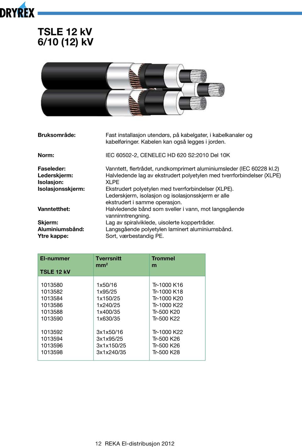 2) Halvledende lag av ekstrudert polyetylen ed tverrforbindelser (XLPE) XLPE Ekstrudert polyetylen ed tverrforbindelser (XLPE).