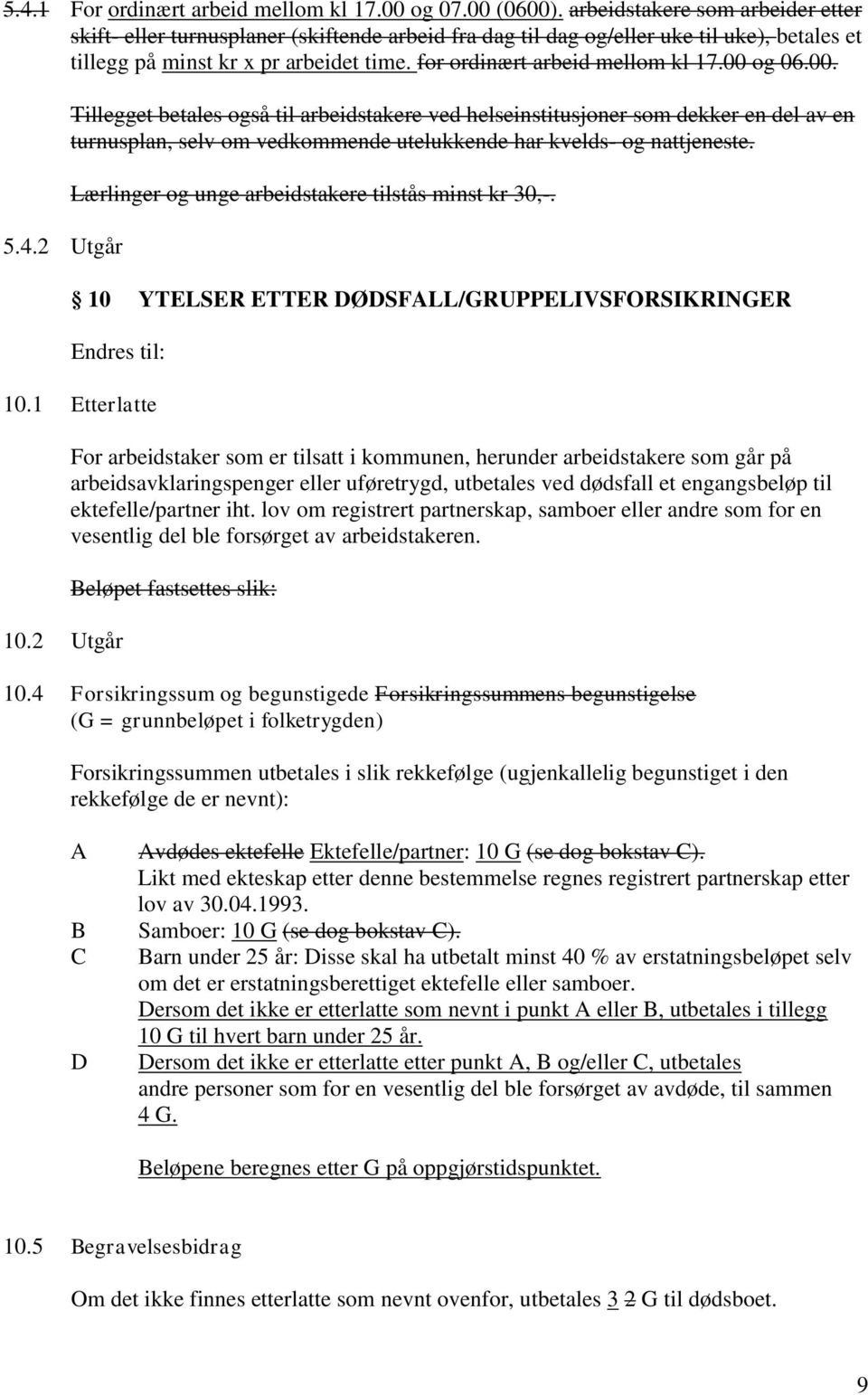 00 og 06.00. 5.4.2 Utgår Tillegget betales også til arbeidstakere ved helseinstitusjoner som dekker en del av en turnusplan, selv om vedkommende utelukkende har kvelds- og nattjeneste.