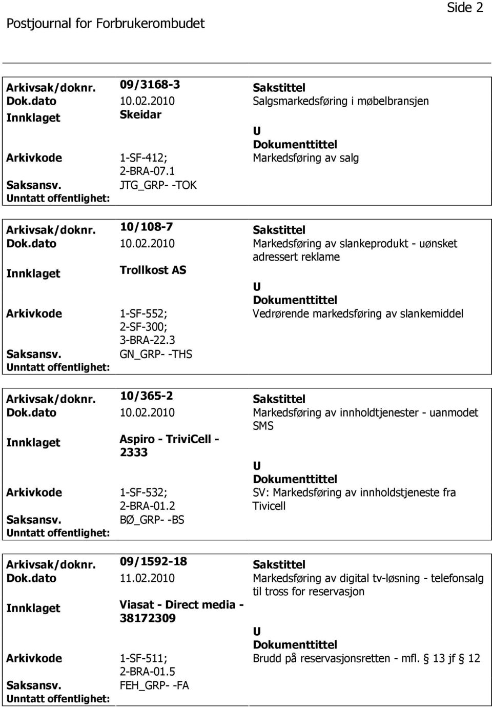 3 GN_GRP- -THS Vedrørende markedsføring av slankemiddel Arkivsak/doknr. 10/365-2 Sakstittel Dok.dato 10.02.