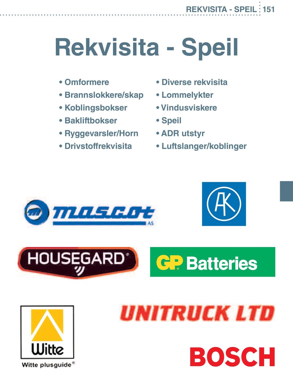 Ryggevarsler/Horn Drivstoffrekvisita Diverse rekvisita