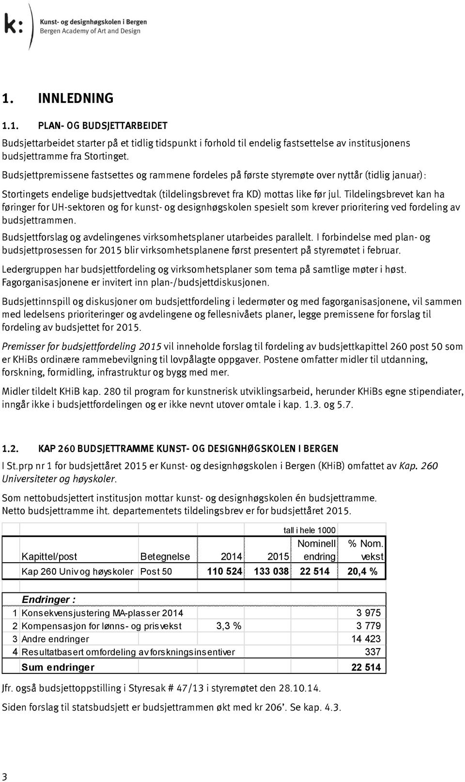 Tildelingsbrevet kan ha føringer for UH-sektoren og for kunst- og designhøgskolen spesielt som krever prioritering ved fordeling av budsjettrammen.