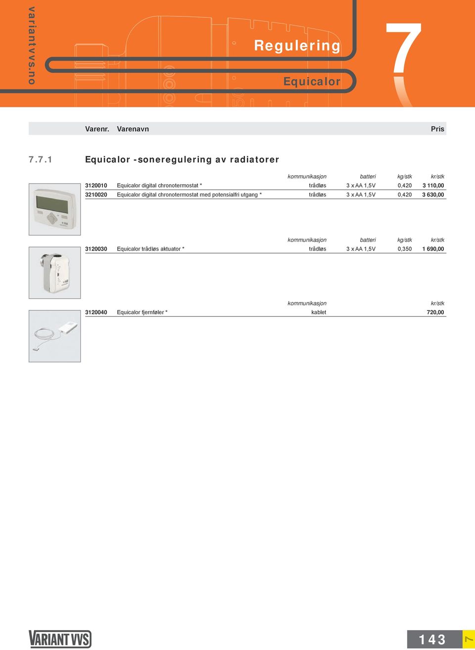 7.1 Equicalor -soneregulering av radiatorer 3120010 3210020 Equicalor digital chronotermostat *