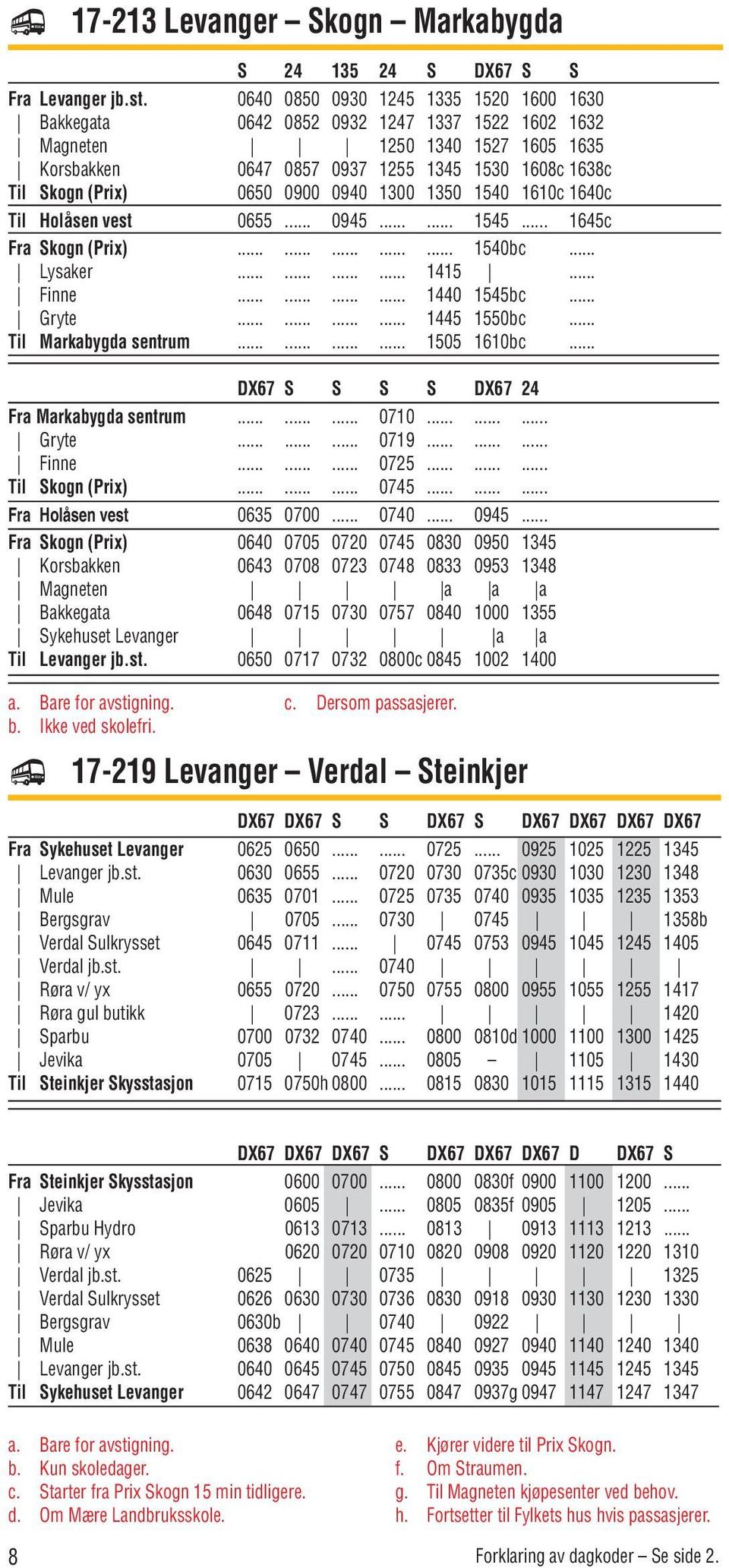 0900 0940 1300 1350 1540 1610c 1640c Til Holåsen vest 0655... 0945...... 1545... 1645c Fra Skogn (Prix)............... 1540bc... Lysaker............ 1415... Finne............ 1440 1545bc... Gryte.