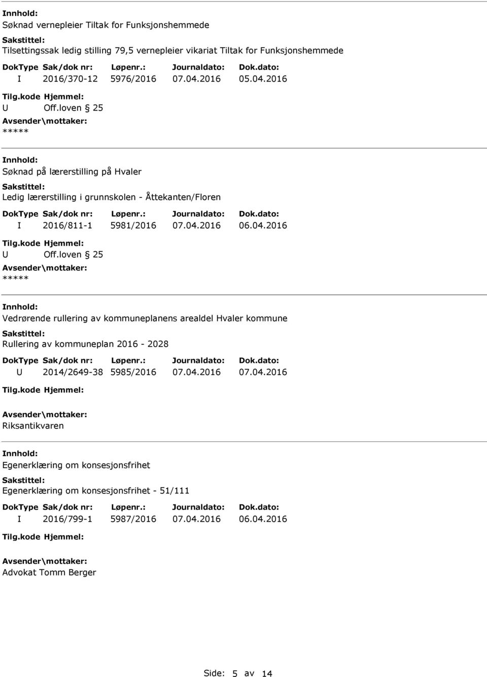 loven 25 Søknad på lærerstilling på Hvaler Ledig lærerstilling i grunnskolen - Åttekanten/Floren 2016/811-1 5981/2016 Off.