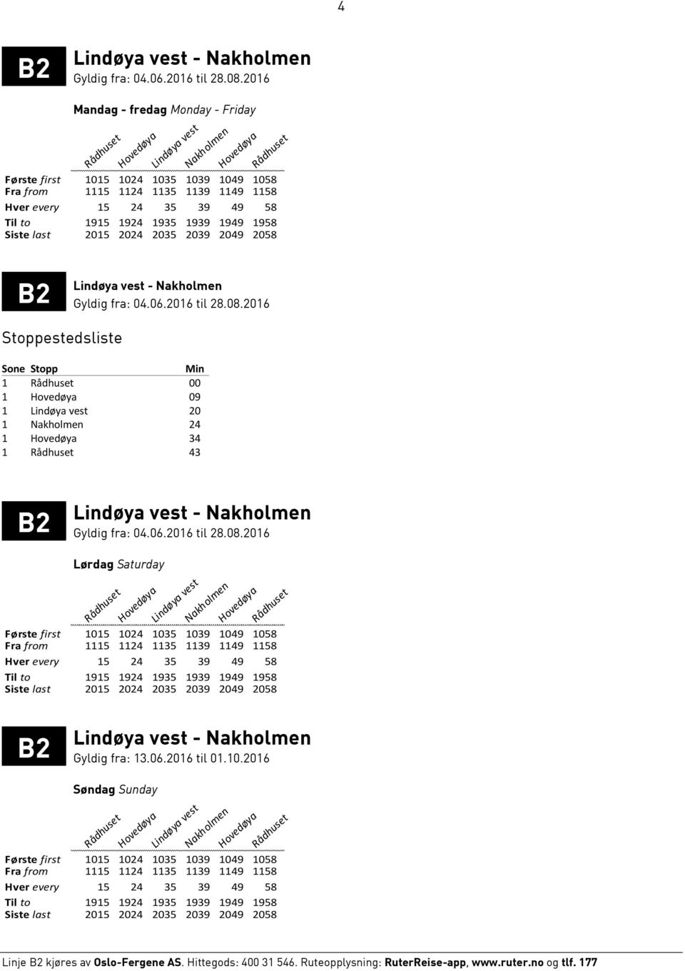 Siste last 2015 2024 2035 2039 2049 2058 B2 - Gyldig fra: 13.06.2016 til 01.10.