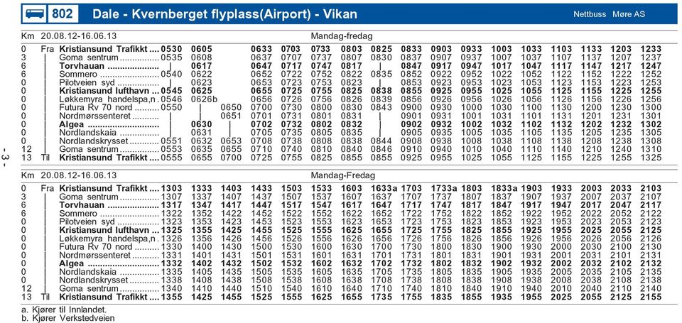 .. 0617 0647 0717 0747 0817 0847 0917 0947 1017 1047 1117 1147 1217 1247 6 Sommero... 0540 0622 0652 0722 0752 0822 0835 0852 0922 0952 1022 1052 1122 1152 1222 1252 0 Pilotveien syd.