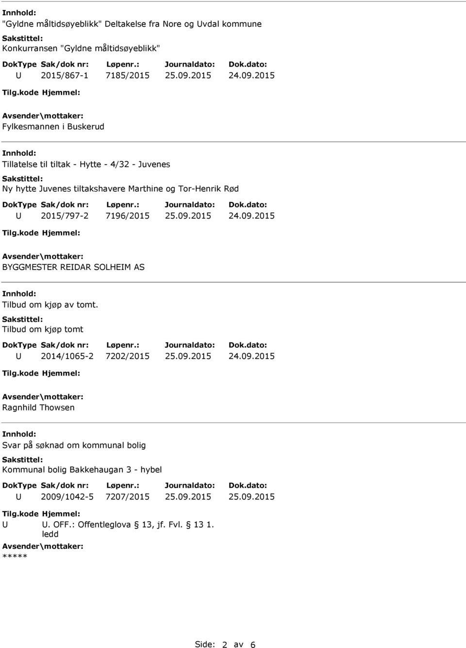 2015/797-2 7196/2015 BYGGMESTER REDAR SOLHEM AS Tilbud om kjøp av tomt.