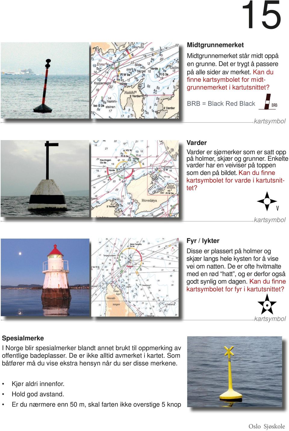 Kan du finne kartsymbolet for varde i kartutsnittet? kartsymbol Fyr / lykter Disse er plassert på holmer og skjær langs hele kysten for å vise vei om natten.