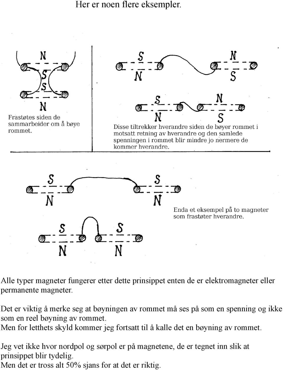 Det er viktig å merke seg at bøyningen av rommet må ses på som en spenning og ikke som en reel bøyning av rommet.