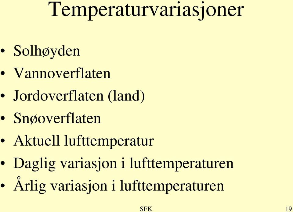 Snøoverflaten Aktuell lufttemperatur Daglig