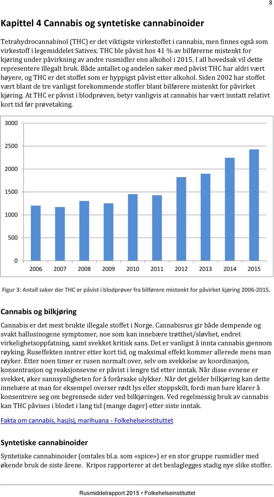 Både antallet og andelen saker med påvist THC har aldri vært høyere, og THC er det stoffet som er hyppigst påvist etter alkohol.