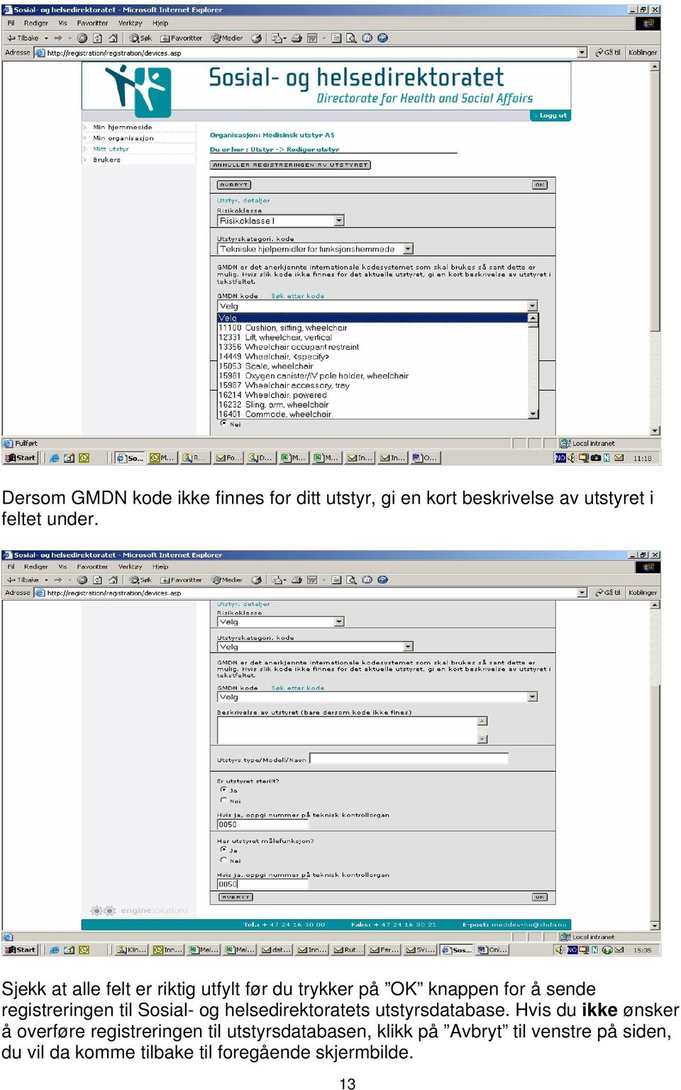 Sosial- og helsedirektoratets utstyrsdatabase.