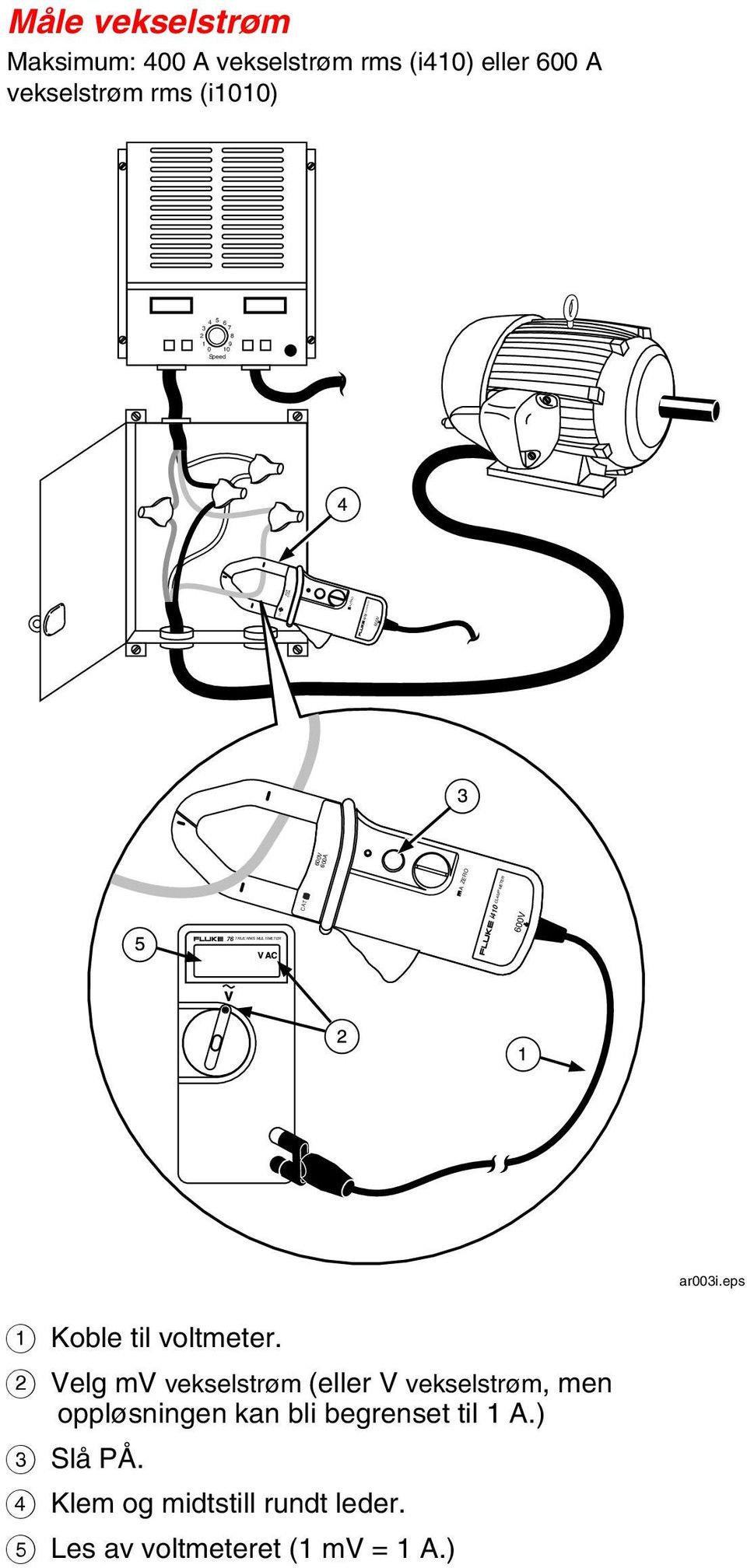 76 V ar003i.eps A Koble til voltmeter.