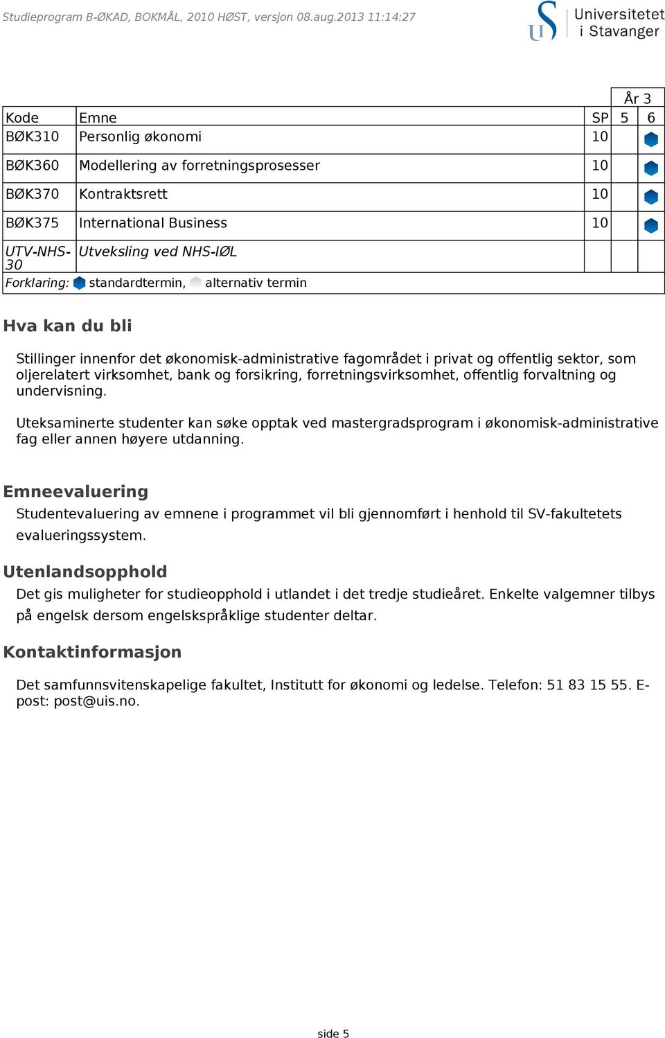 Emneevaluering Studentevaluering av emnene i programmet vil bli gjennomført i henhold til SV-fakultetets evalueringssystem.