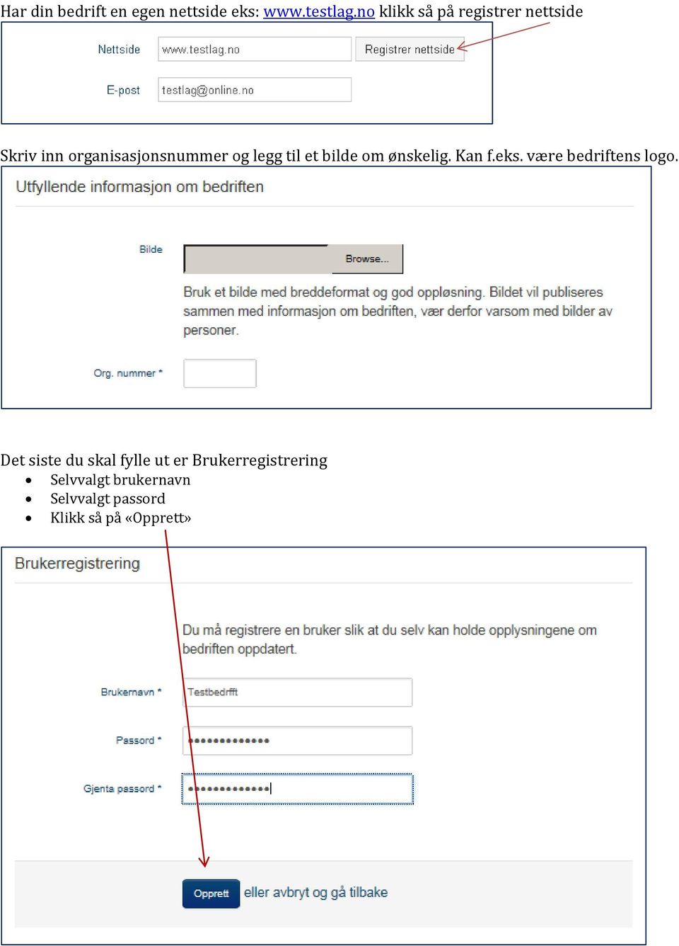 til et bilde om ønskelig. Kan f.eks. være bedriftens logo.