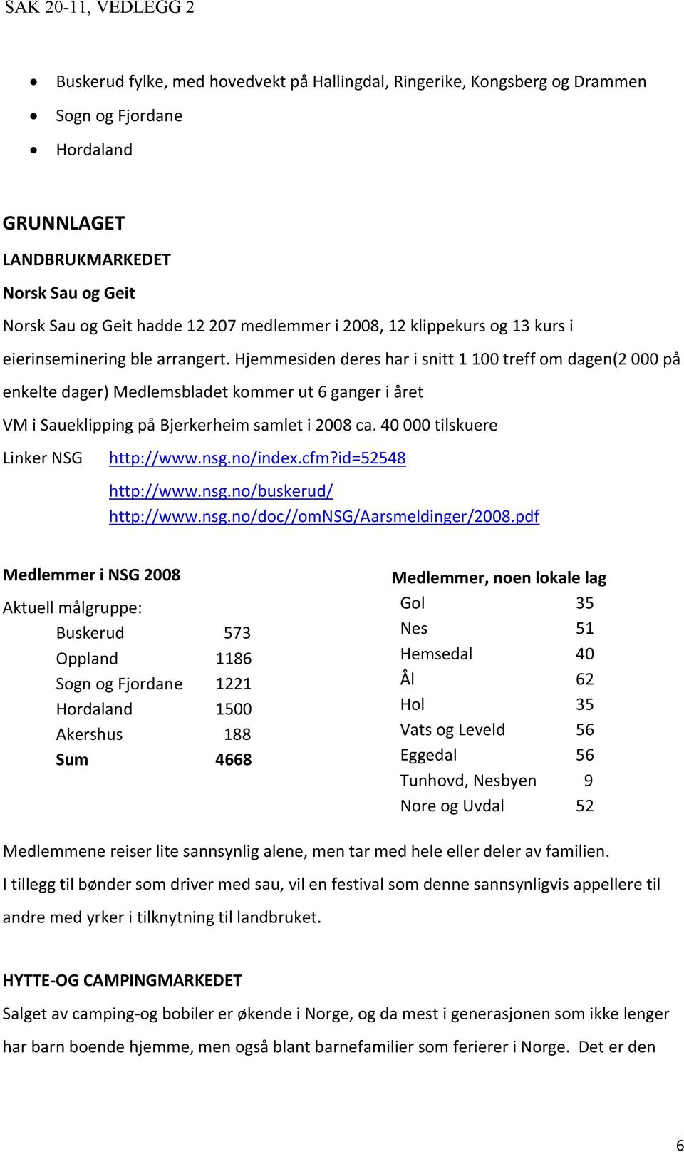 Hjemmesiden deres har i snitt 1 100 treff om dagen(2 000 på enkelte dager) Medlemsbladet kommer ut 6 ganger i året VM i Saueklipping på Bjerkerheim samlet i 2008 ca.