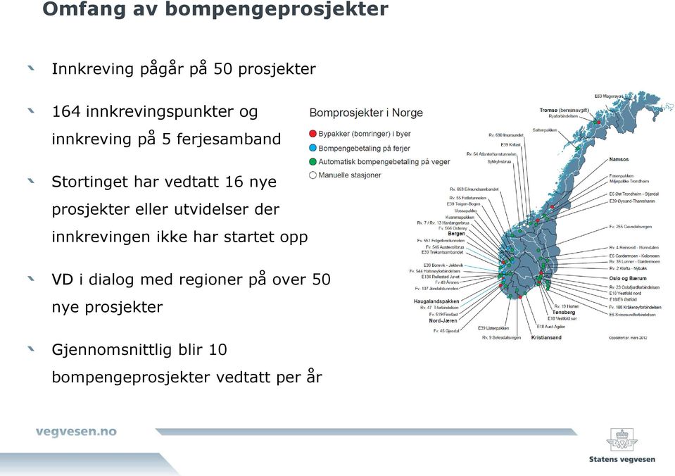 prosjekter eller utvidelser der innkrevingen ikke har startet opp VD i dialog