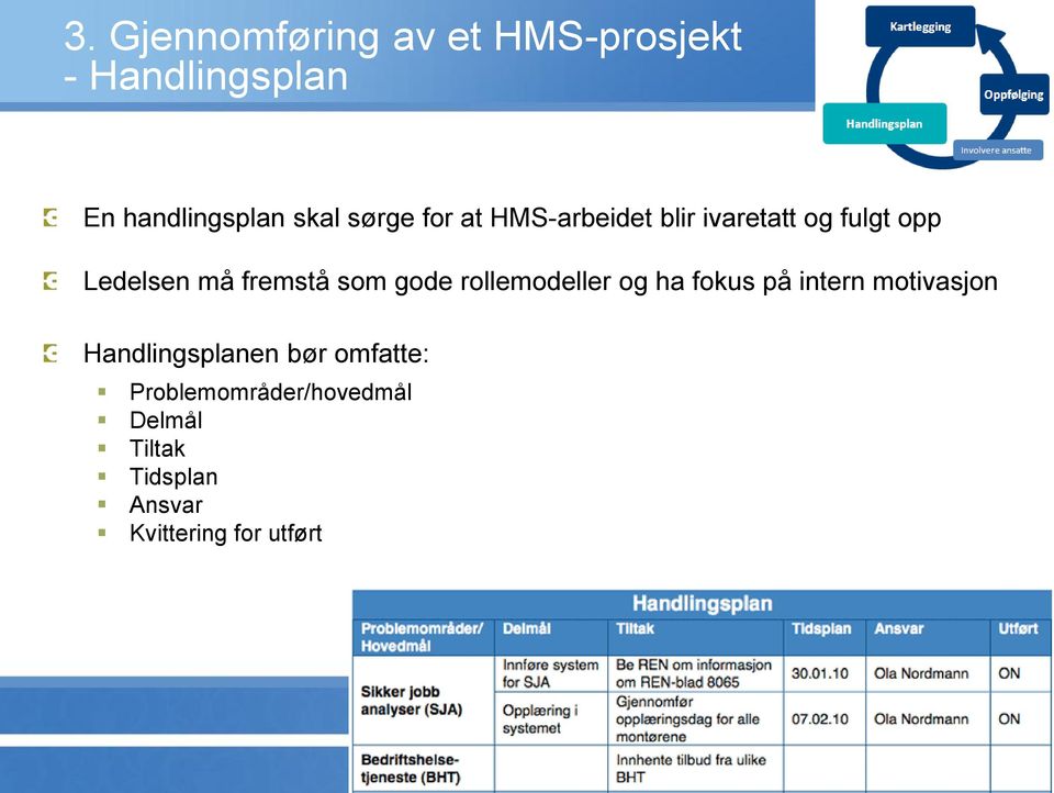 som gode rollemodeller og ha fokus på intern motivasjon Handlingsplanen bør