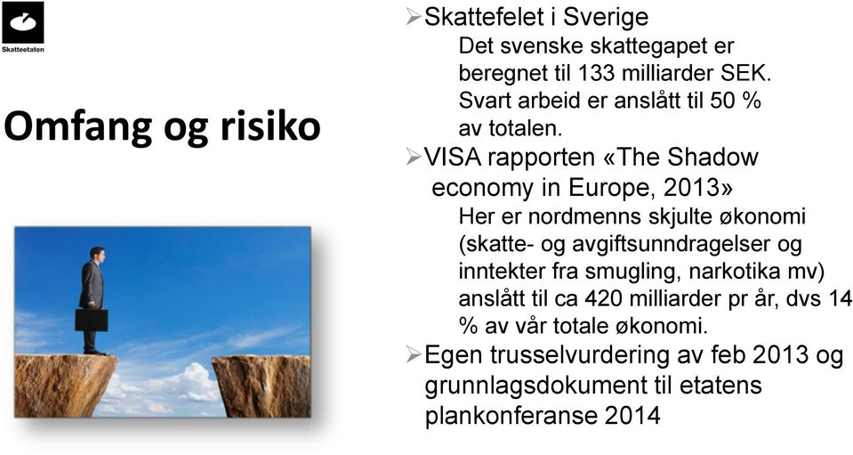 VISA rapporten «The Shadow economy in Europe, 2013» Her er nordmenns skjulte økonomi (skatte- og