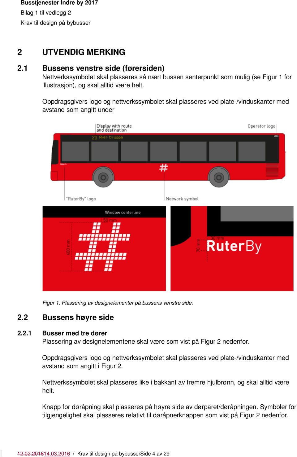 2 Bussens høyre side 2.2.1 Busser med tre dører Plassering av designelementene skal være som vist på Figur 2 nedenfor.