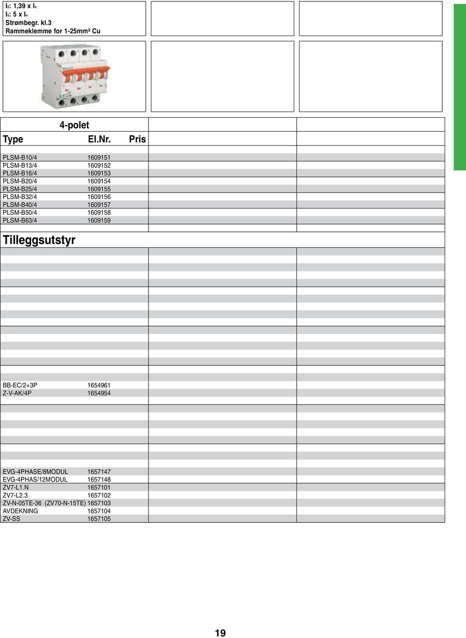 1609156 PLSM-B40/4 1609157 PLSM-B50/4 1609158 PLSM-B63/4 1609159 BB-EC/2+3P 1654961 Z-V-AK/4P 1654954