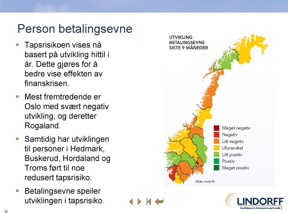 Mest fremtredende er Oslo med svært negativ utvikling, og deretter Rogaland.