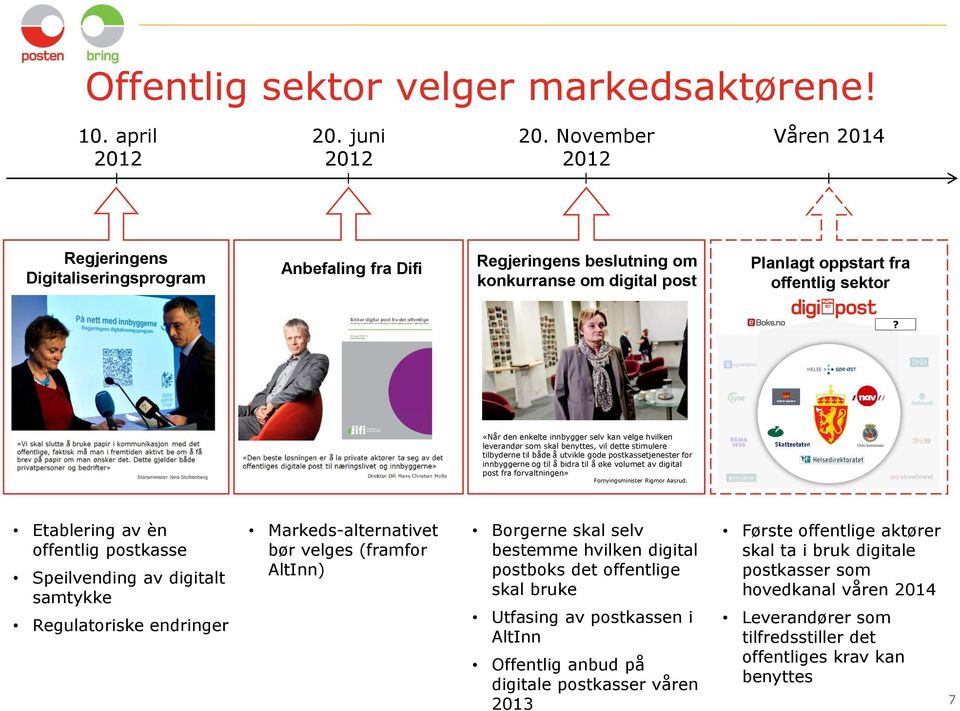 «Når den enkelte innbygger selv kan velge hvilken leverandør som skal benyttes, vil dette stimulere tilbyderne til både å utvikle gode postkassetjenester for innbyggerne og til å bidra til å øke