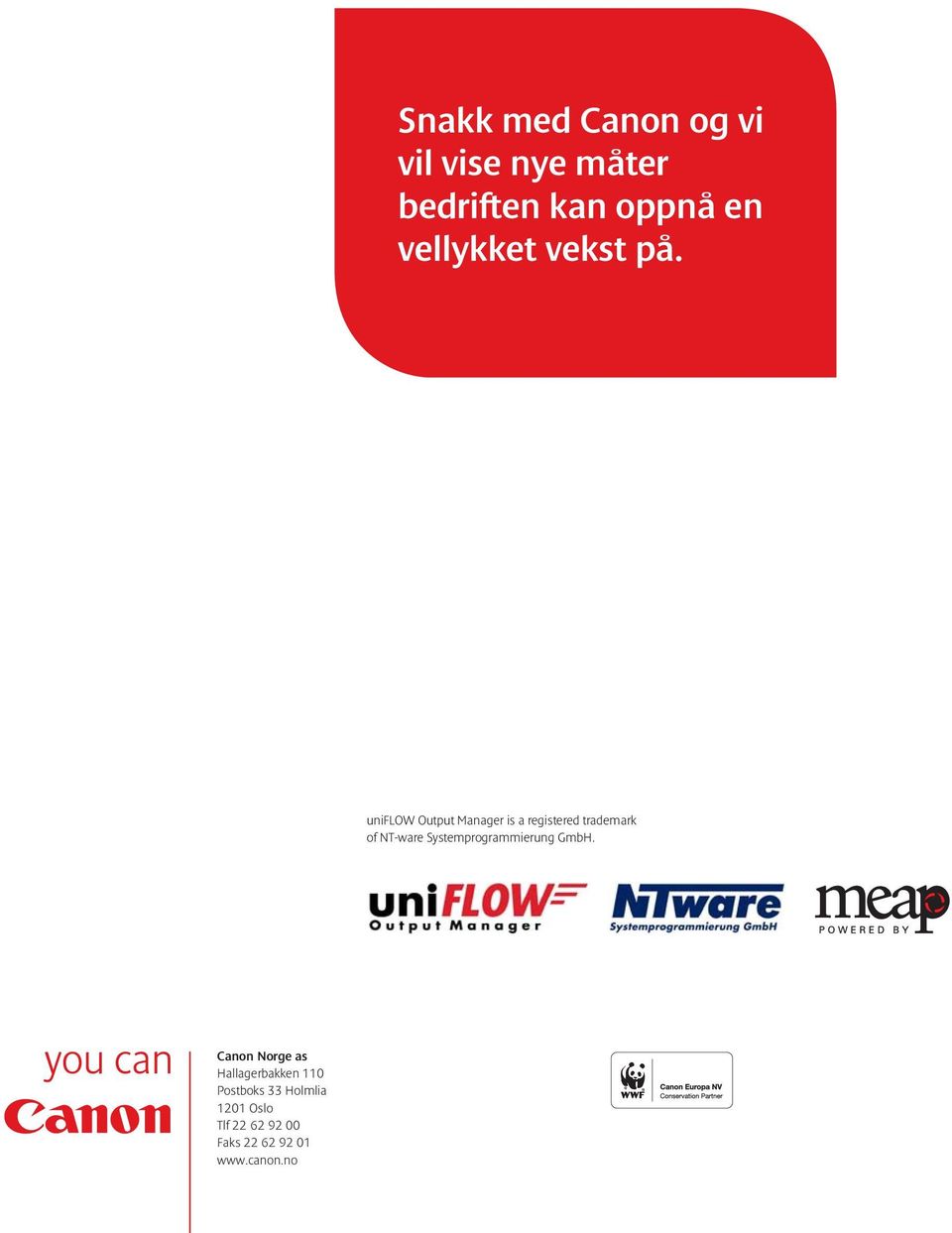 uniflow Output Manager is a registered trademark of NT-ware