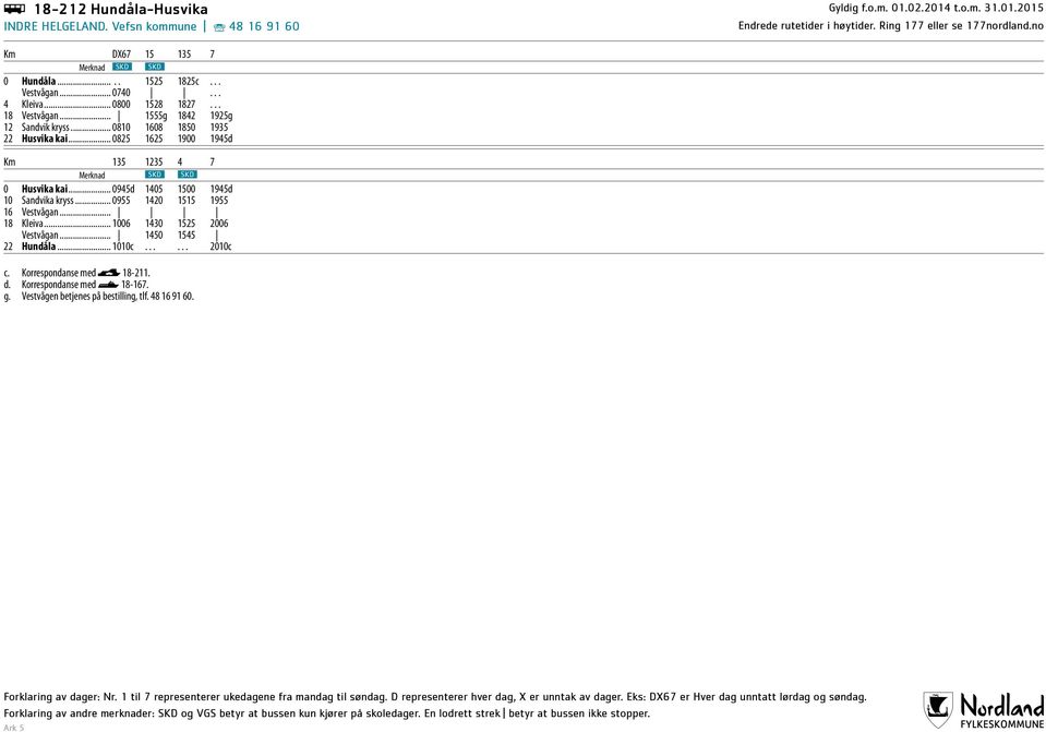 .. 0825 1625 1900 1945d Km 135 1235 4 7 Merknad SKD SKD 0 Husvika kai... 0945d 1405 1500 1945d 10 Sandvika kryss... 0955 1420 1515 1955 16 Vestvågan.