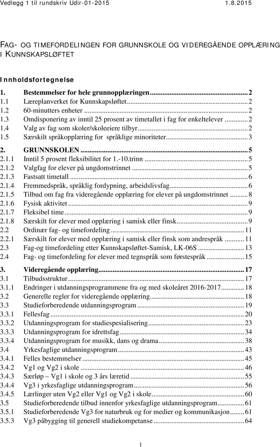 GRUNNSKOLEN... 5 2.1.1 Inntil 5 prosent fleksibilitet for 1.-10.trinn... 5 2.1.2 Valgfag for elever på ungdomstrinnet... 5 2.1.3 Fastsatt timetall... 6 2.1.4 Fremmedspråk, språklig fordypning, arbeidslivsfag.