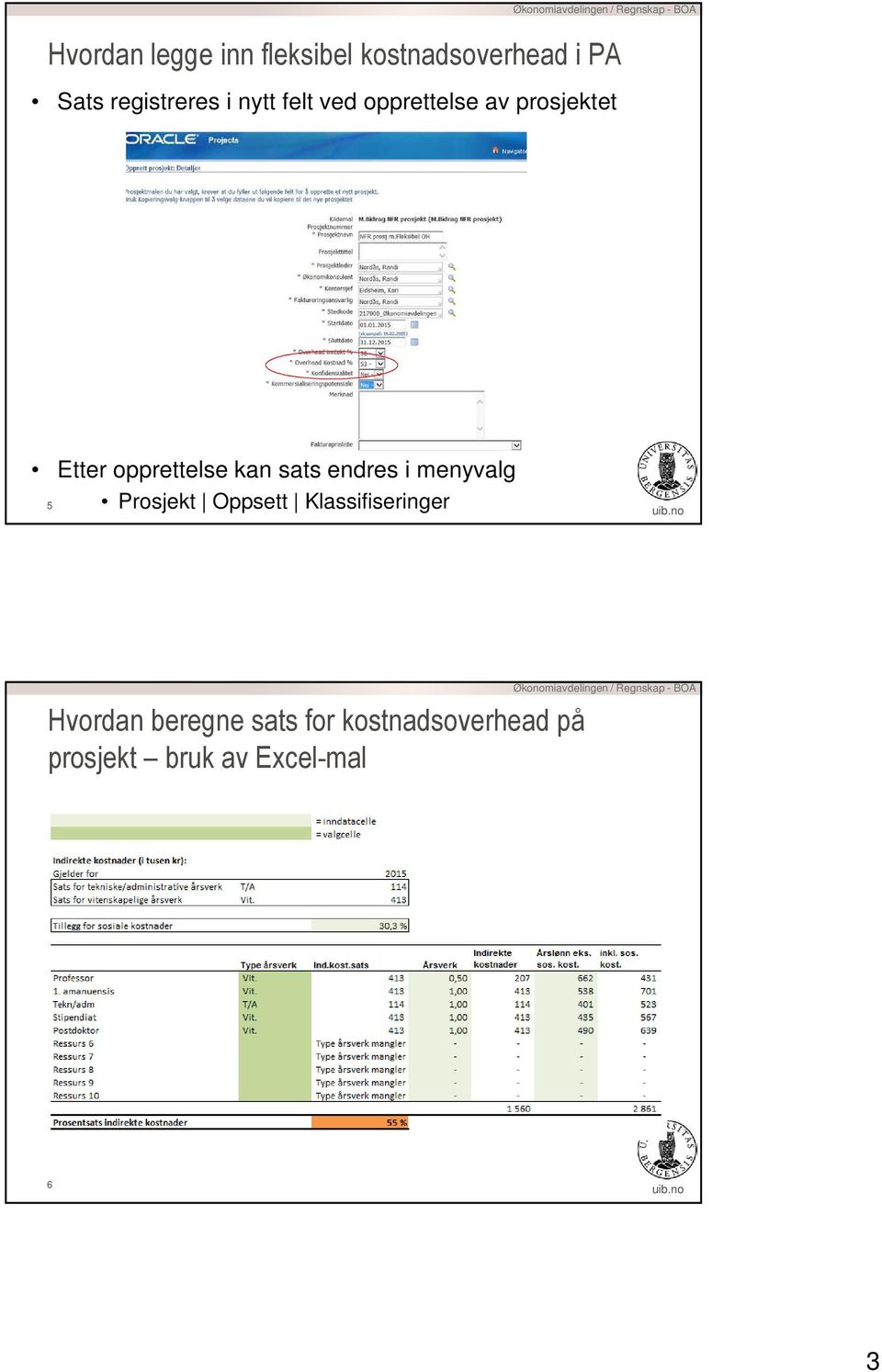 sats endres i menyvalg 5 Prosjekt Oppsett Klassifiseringer Hvordan