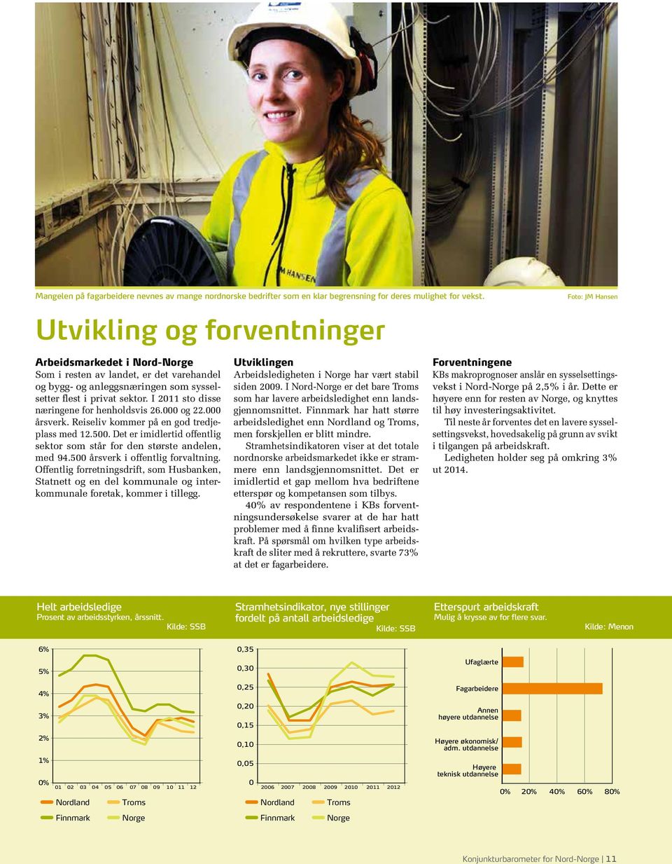 I 2011 sto disse næringene for henholdsvis 26.000 og 22.000 årsverk. Reiseliv kommer på en god tredjeplass med 12.500. Det er imidlertid offentlig sektor som står for den største andelen, med 94.